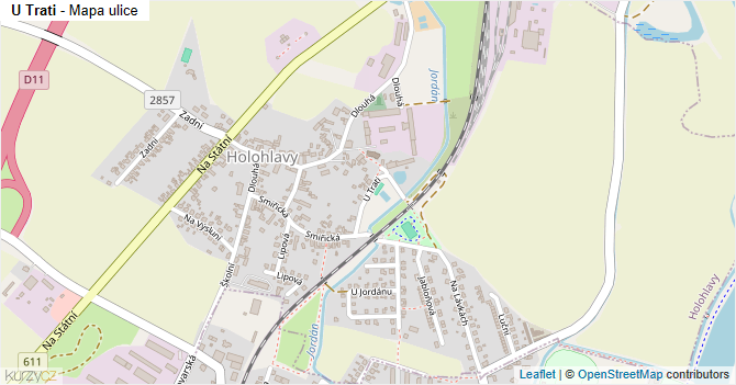 U Trati - mapa ulice