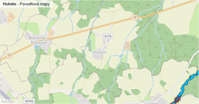 Holotín - záplavové mapy stoleté vody