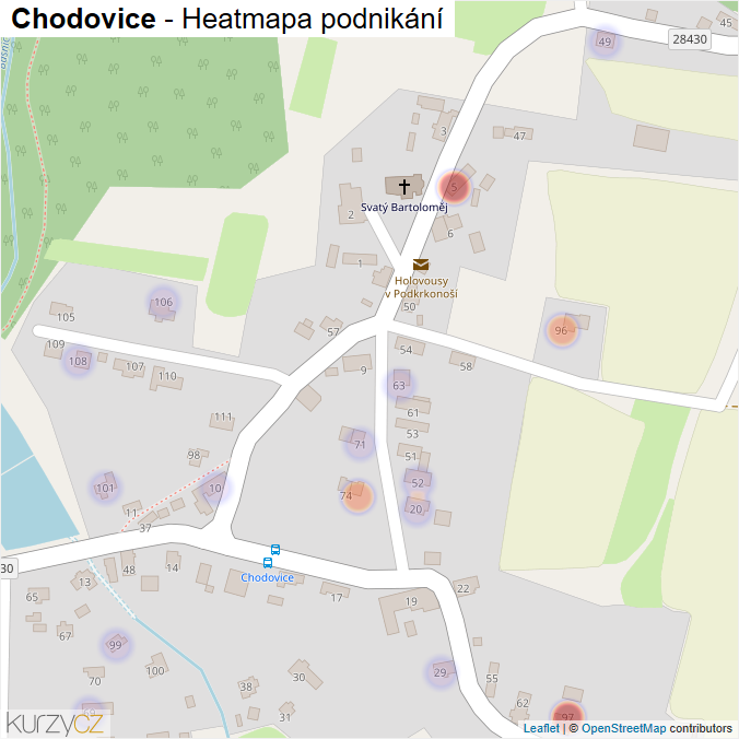 Mapa Chodovice - Firmy v části obce.