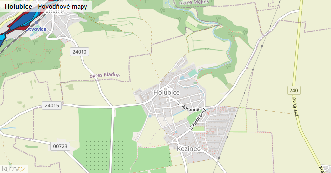 Holubice - záplavové mapy stoleté vody