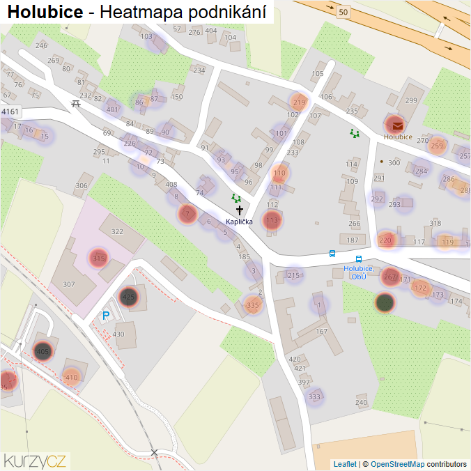 Mapa Holubice - Firmy v části obce.