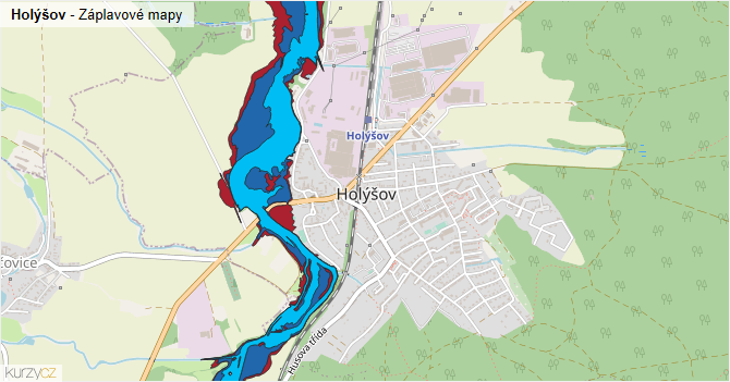 Holýšov - záplavové mapy stoleté vody