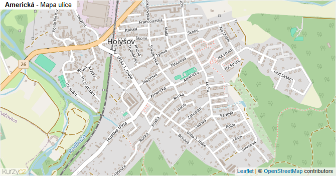 Americká - mapa ulice