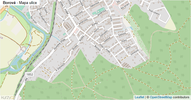 Borová - mapa ulice