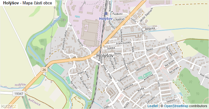Holýšov - mapa části obce
