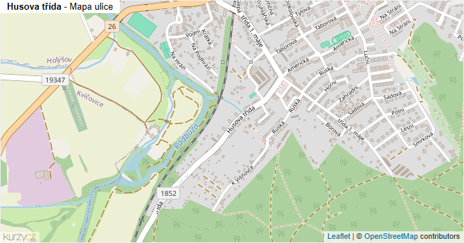 Husova třída - mapa ulice