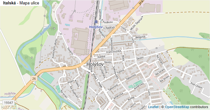Italská - mapa ulice