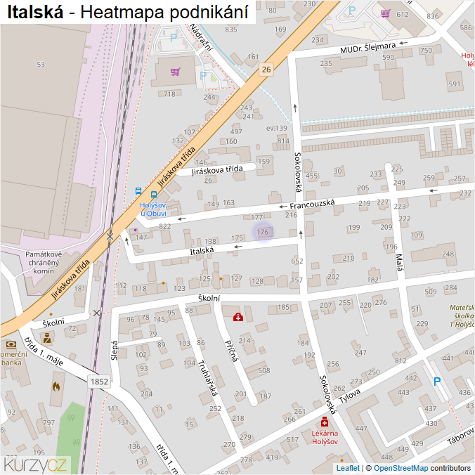 Mapa Italská - Firmy v ulici.