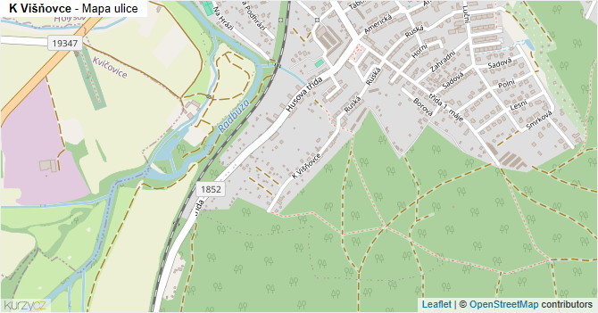 K Višňovce - mapa ulice