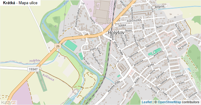 Krátká - mapa ulice