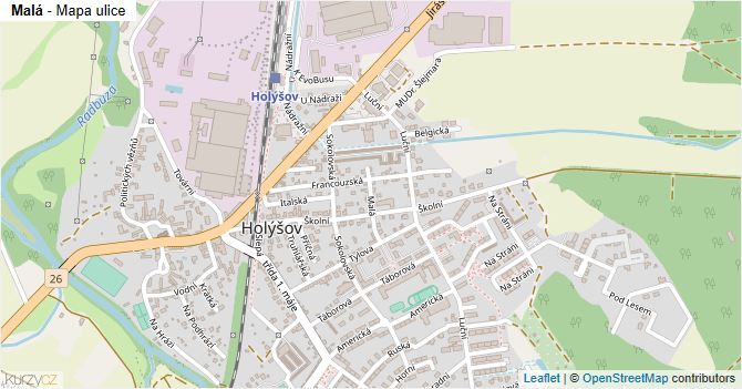 Malá - mapa ulice