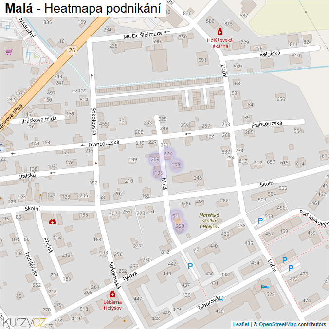 Mapa Malá - Firmy v ulici.