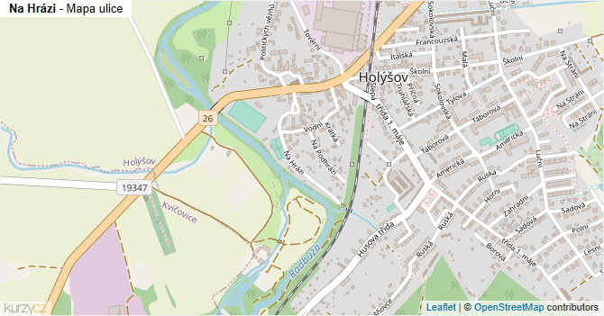 Na Hrázi - mapa ulice