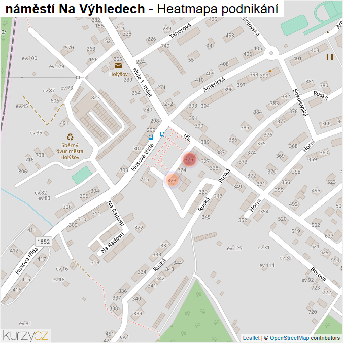 Mapa náměstí Na Výhledech - Firmy v ulici.