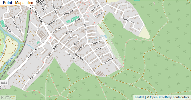 Polní - mapa ulice