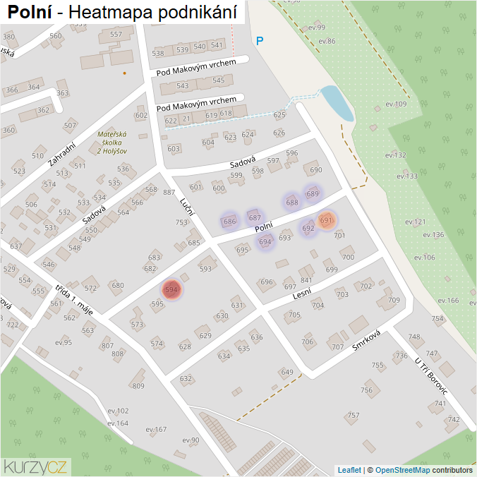 Mapa Polní - Firmy v ulici.