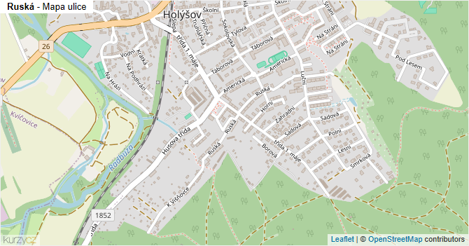 Ruská - mapa ulice
