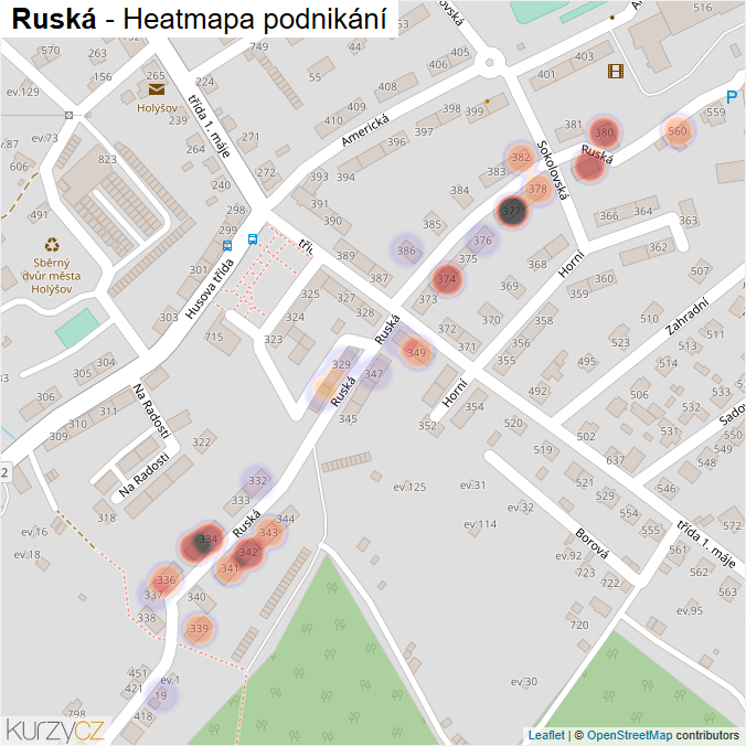 Mapa Ruská - Firmy v ulici.
