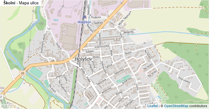 Školní - mapa ulice
