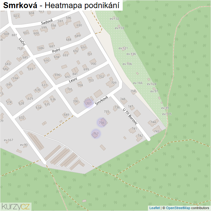 Mapa Smrková - Firmy v ulici.