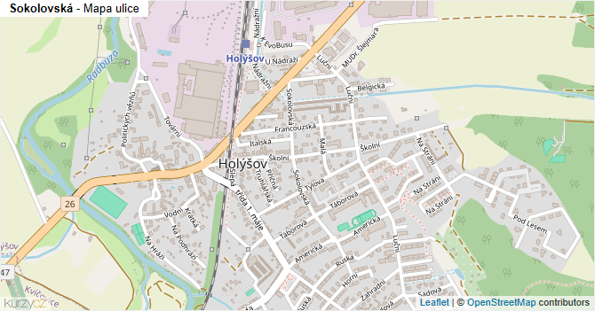 Sokolovská - mapa ulice