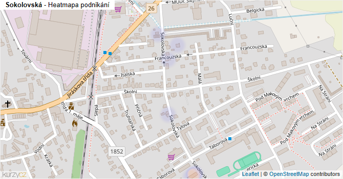 Sokolovská - mapa podnikání