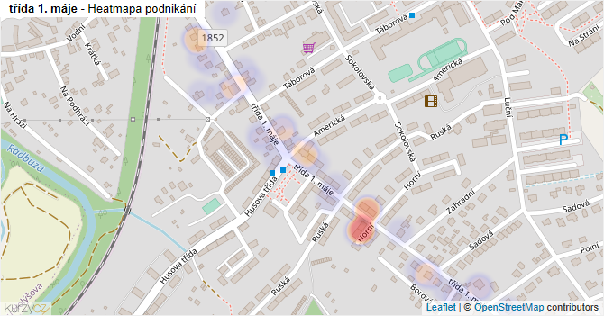 třída 1. máje - mapa podnikání