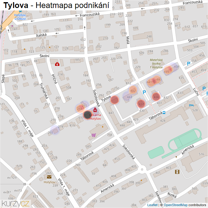 Mapa Tylova - Firmy v ulici.