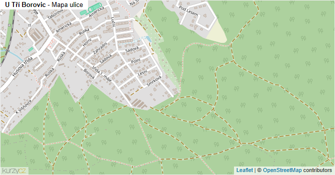U Tří Borovic - mapa ulice