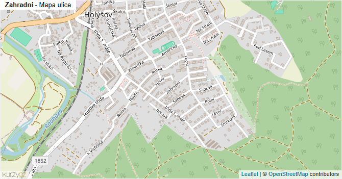 Zahradní - mapa ulice
