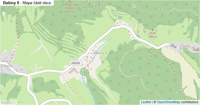 Babiny II - mapa části obce