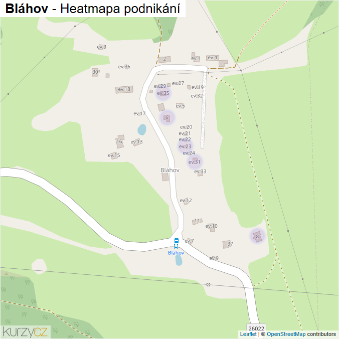 Mapa Bláhov - Firmy v části obce.
