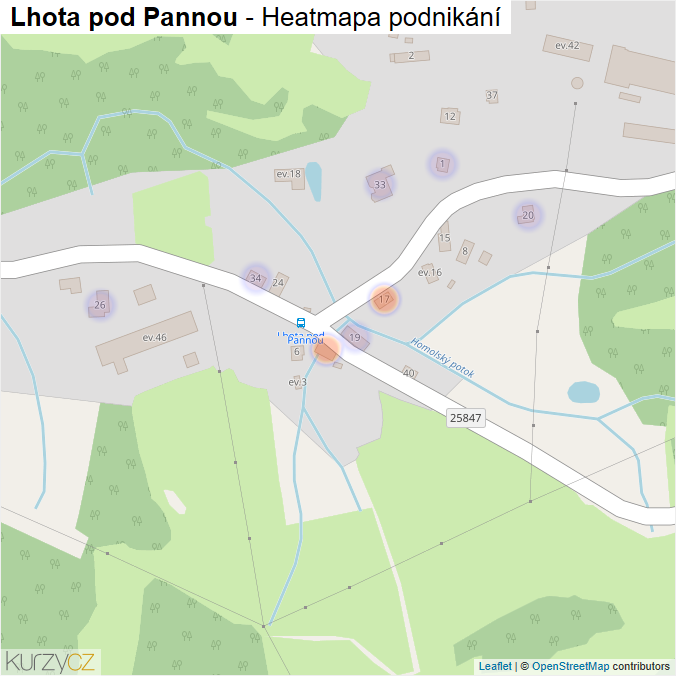 Mapa Lhota pod Pannou - Firmy v části obce.