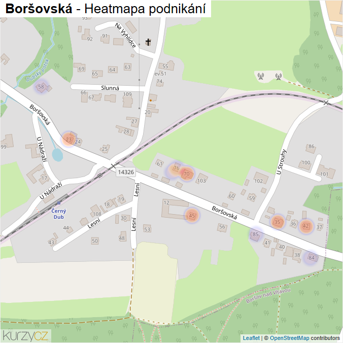 Mapa Boršovská - Firmy v ulici.