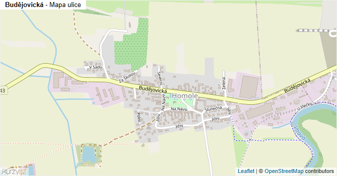 Budějovická - mapa ulice