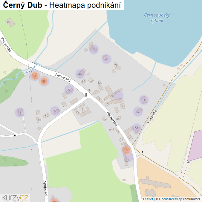 Mapa Černý Dub - Firmy v části obce.