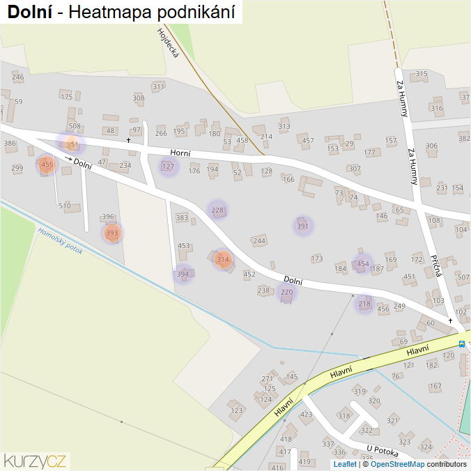 Mapa Dolní - Firmy v ulici.