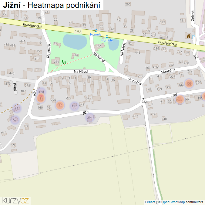 Mapa Jižní - Firmy v ulici.