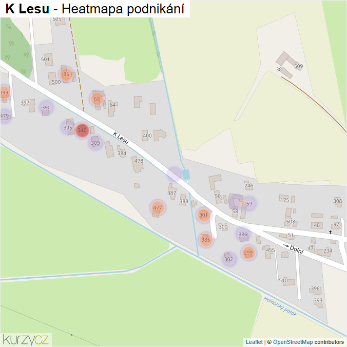 Mapa K Lesu - Firmy v ulici.