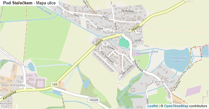 Pod Stařečkem - mapa ulice