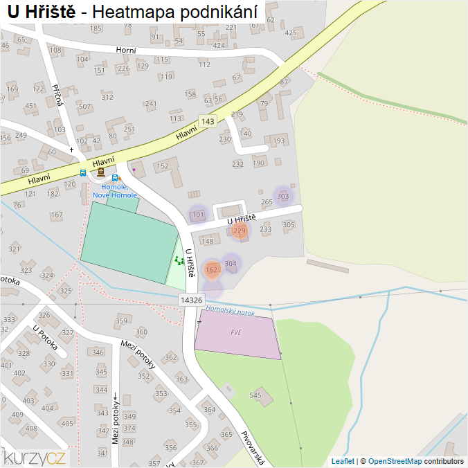 Mapa U Hřiště - Firmy v ulici.