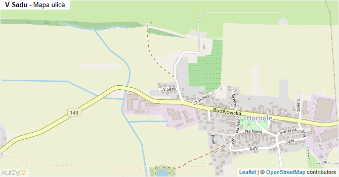 V Sadu - mapa ulice