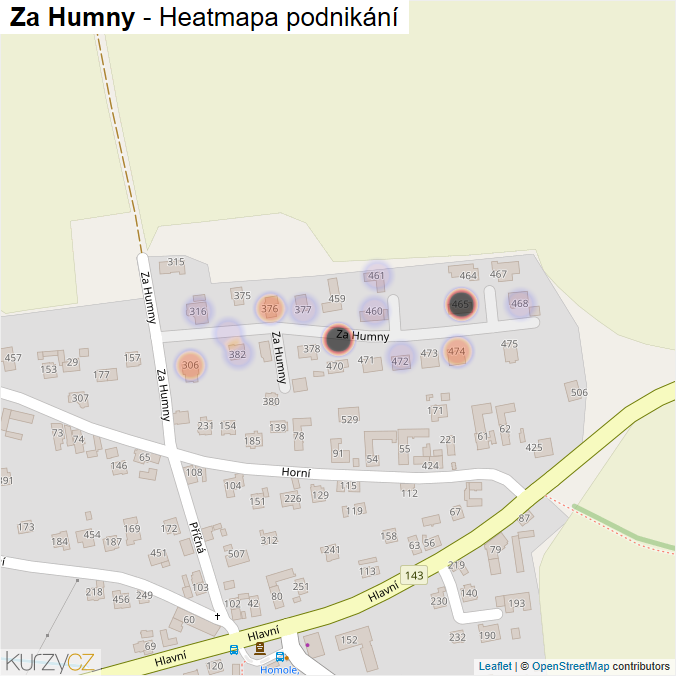 Mapa Za Humny - Firmy v ulici.