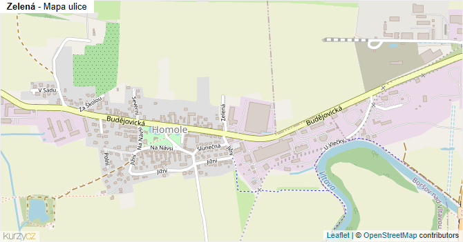 Zelená - mapa ulice