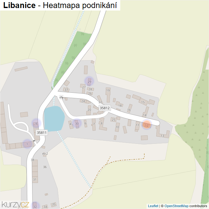 Mapa Libanice - Firmy v části obce.