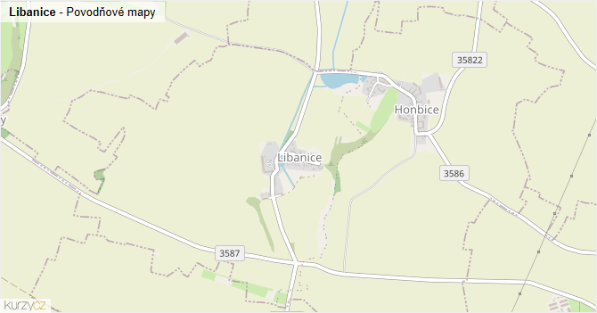 Libanice - záplavové mapy stoleté vody