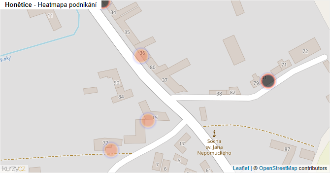 Honětice - mapa podnikání