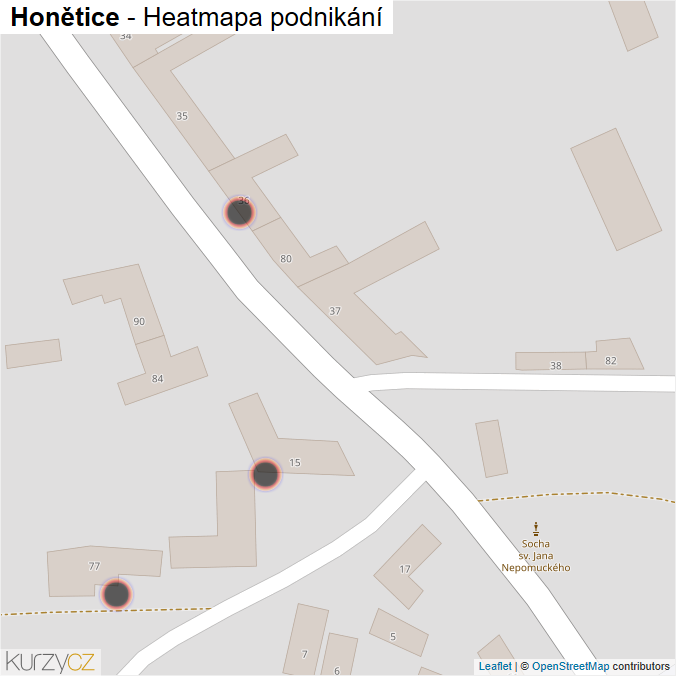 Mapa Honětice - Firmy v obci.