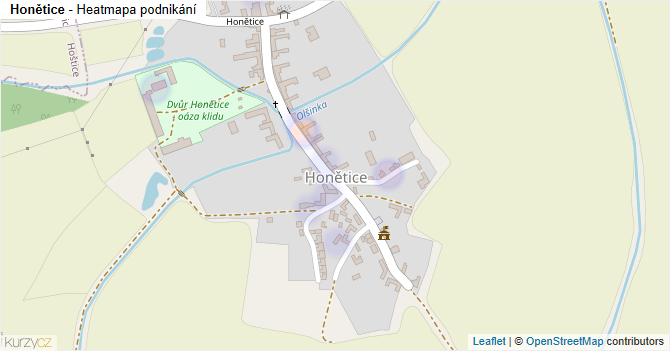Honětice - mapa podnikání