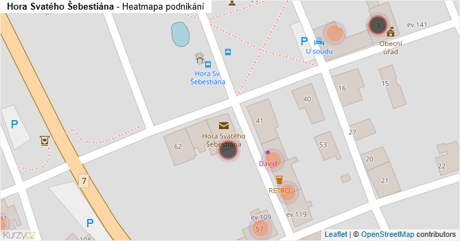 Hora Svatého Šebestiána - mapa podnikání